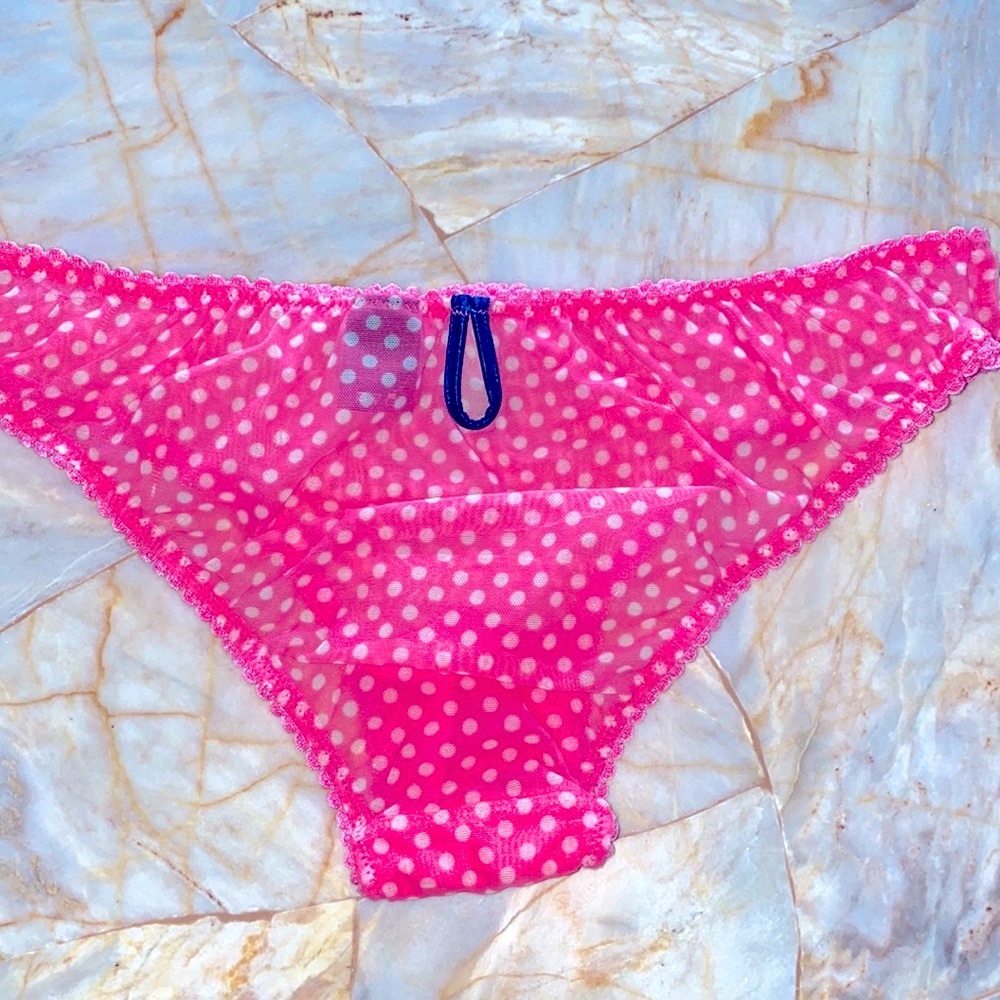 XS / Small Keyhole Polka Dot Sheer Lace Mesh Bikini Panty SLT Rare